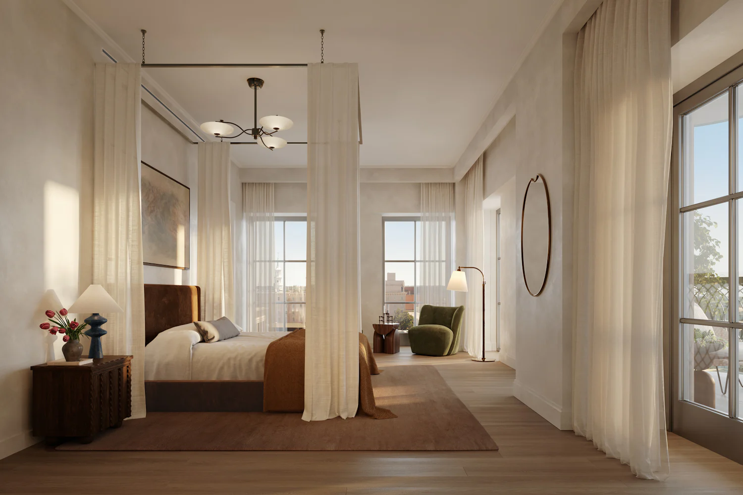 Four Seasons Hotel and Residences Private Residence Primary Bedroom designed by Morris Adjmi Architects